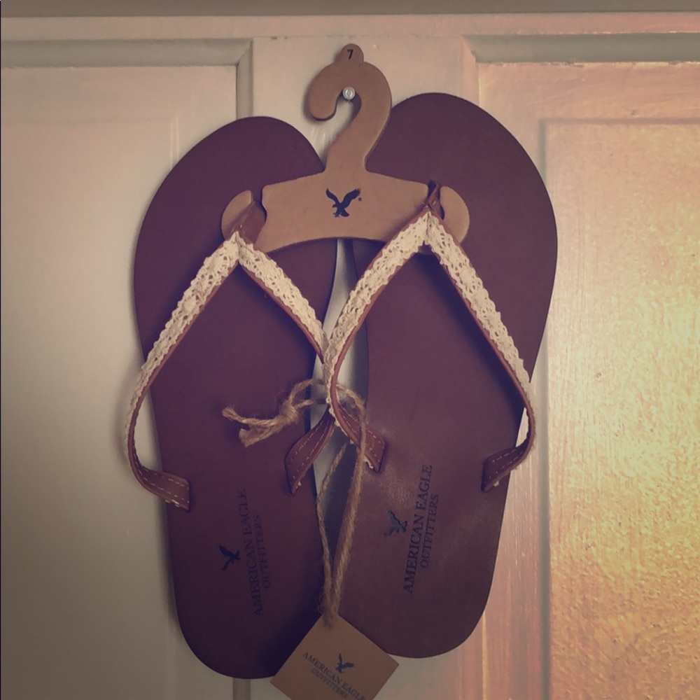 Size 7 sandals with lace — never worn, tags